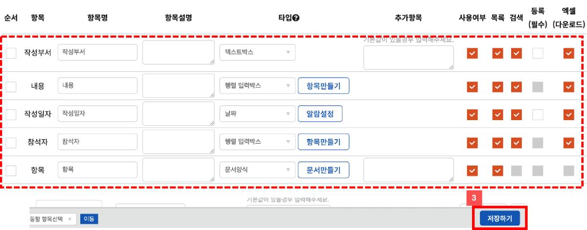 경영현황보고서 항목설정